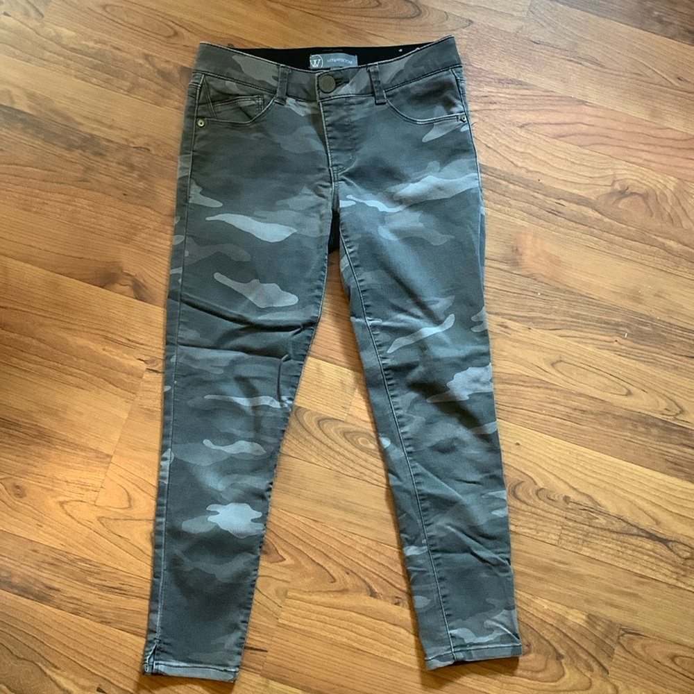 Wit & Wisdom Ab-Solution Camo High Waist Ankle Skinny Pants Deep Sage OP